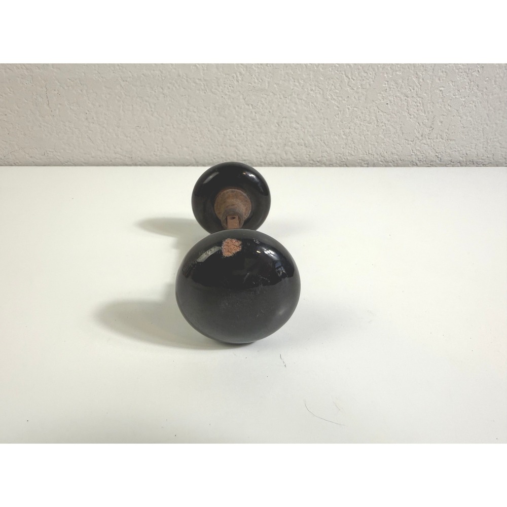 Antique Black Porcelain Doorknob Set Vintage Round Ceramic Door Hardware Spindle
